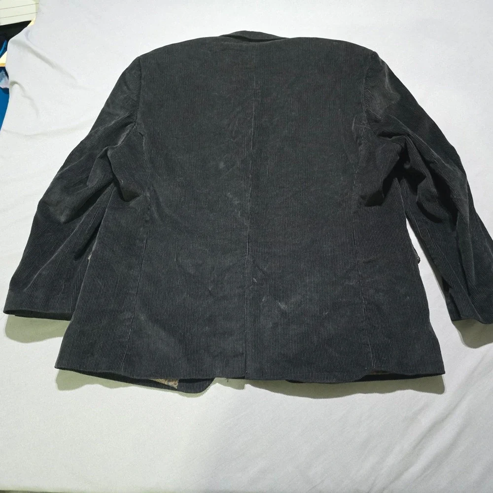 Lauren Ralph Lauren Corduroy Blazer Mens 50R Black Paisley Lined Sport Coat